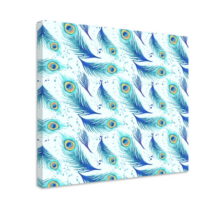 Wandbild Federn Plumas azules estilo acuarela - TenStickers