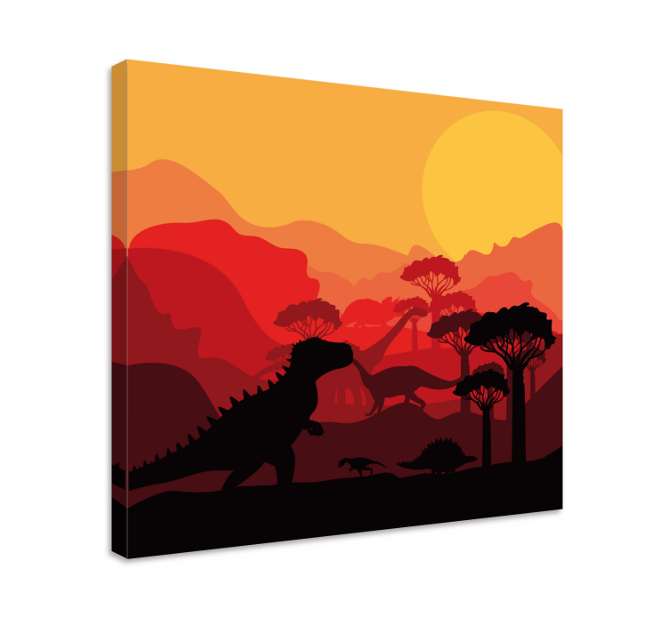 Dinosaurier wandbild mit dinosaurier silhouette landschaft - TenStickers