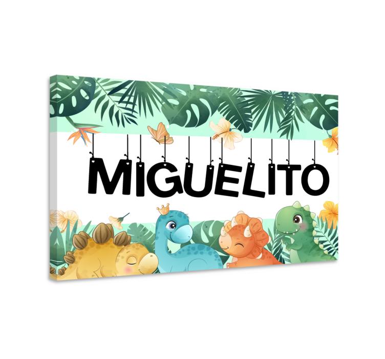 Pferde leinwand mit niedlicher dinosaurier szene - TenStickers