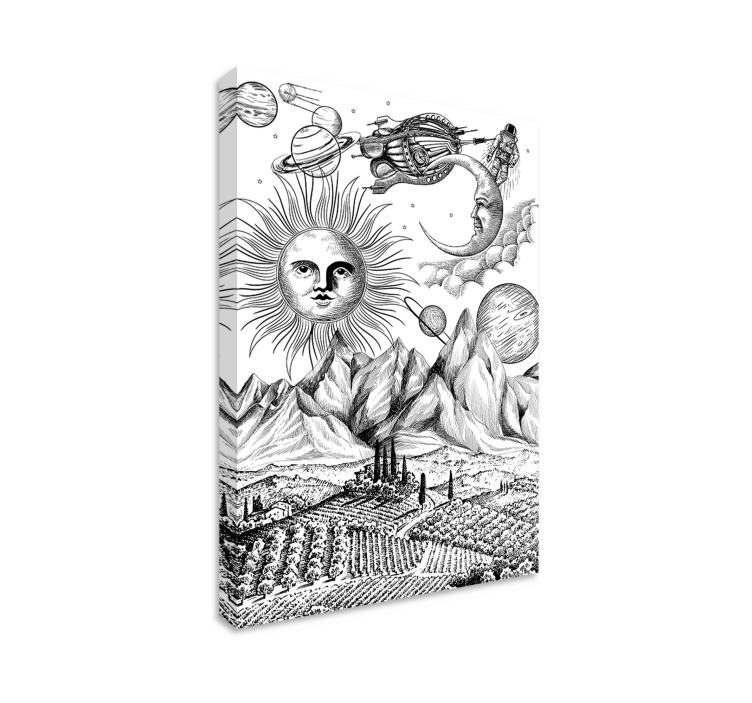 Leinwandbild abstrakt sonne und planeten - TenStickers