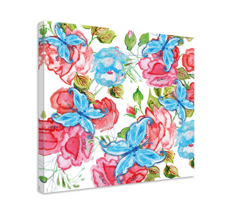 Leinwandbild florales arrangement mit schmetterlingen - TenStickers