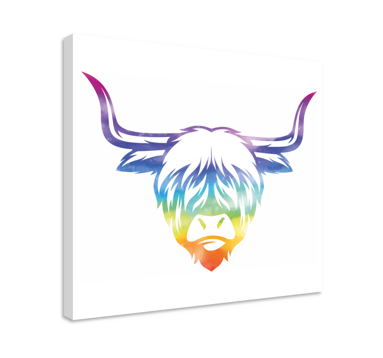 Wandbild tier bunte highland cow - TenStickers