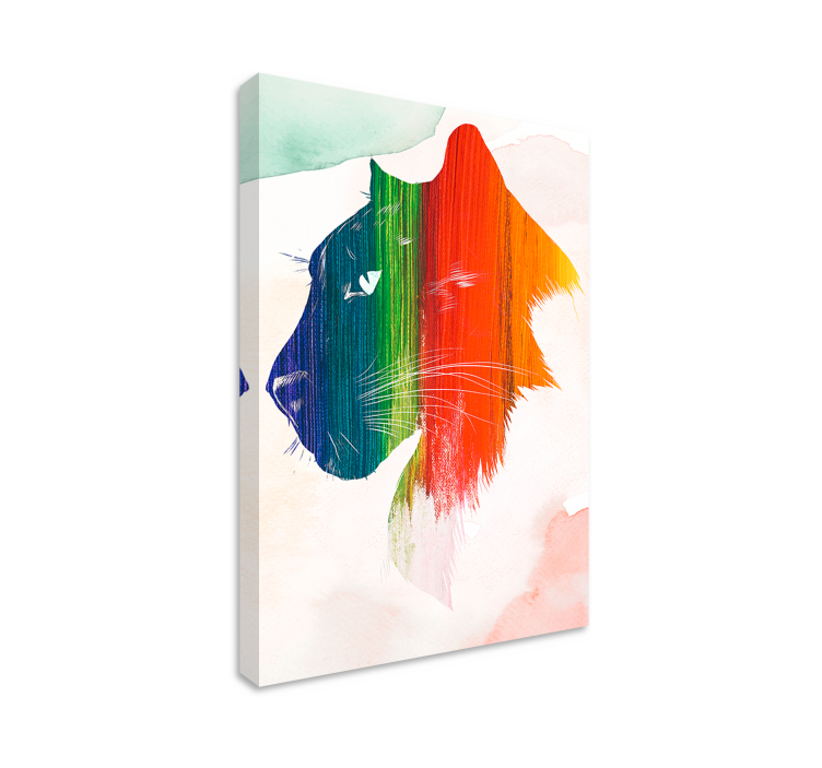 Wandbilder katzen buntes löwenprofil - TenStickers