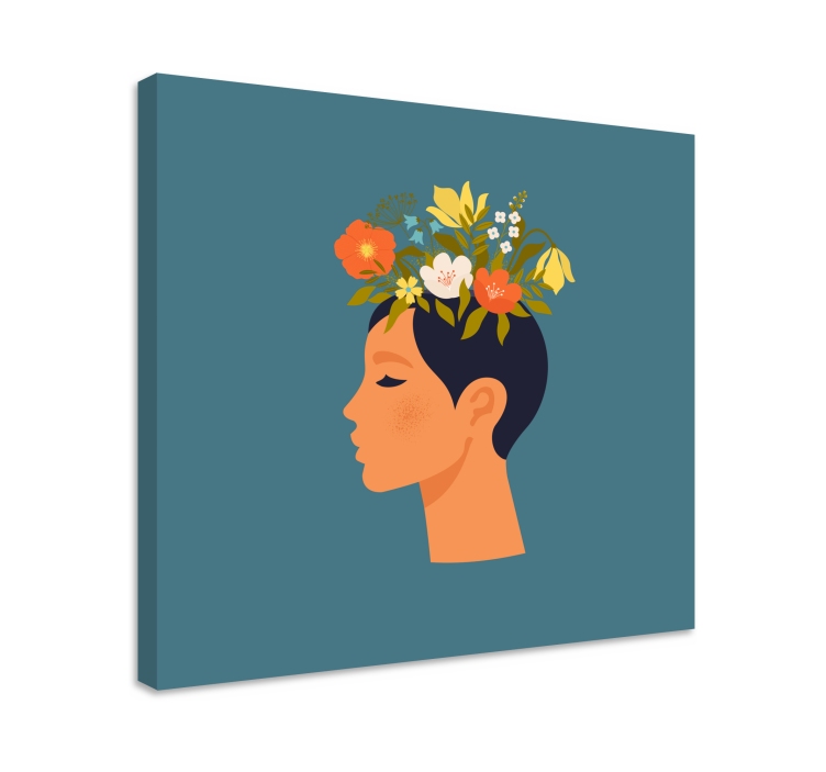 Leinwandbild florale silhouette profil - TenStickers