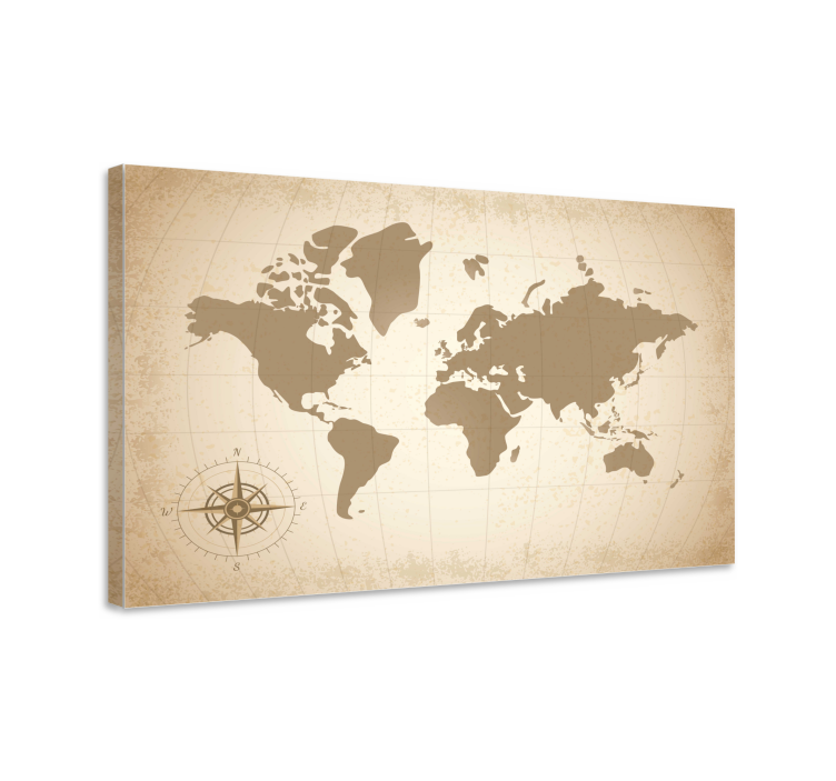Weltkarte Leinwand vintage-beige-design - TenStickers