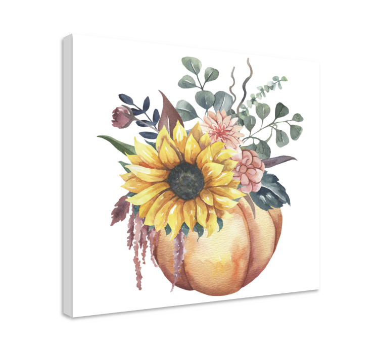 Leinwandbild Obst Tote sonnenblume und kürbis - TenStickers