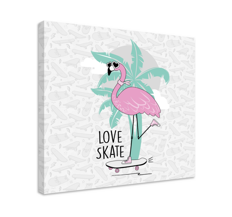 Wandbild tier flamingo skateboarder - TenStickers