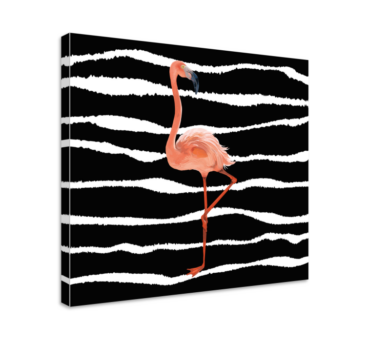 Leinwandbild vogel flamingo auf streifen - TenStickers