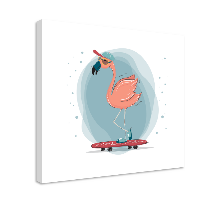 Wandbild tier skatender flamingo - TenStickers