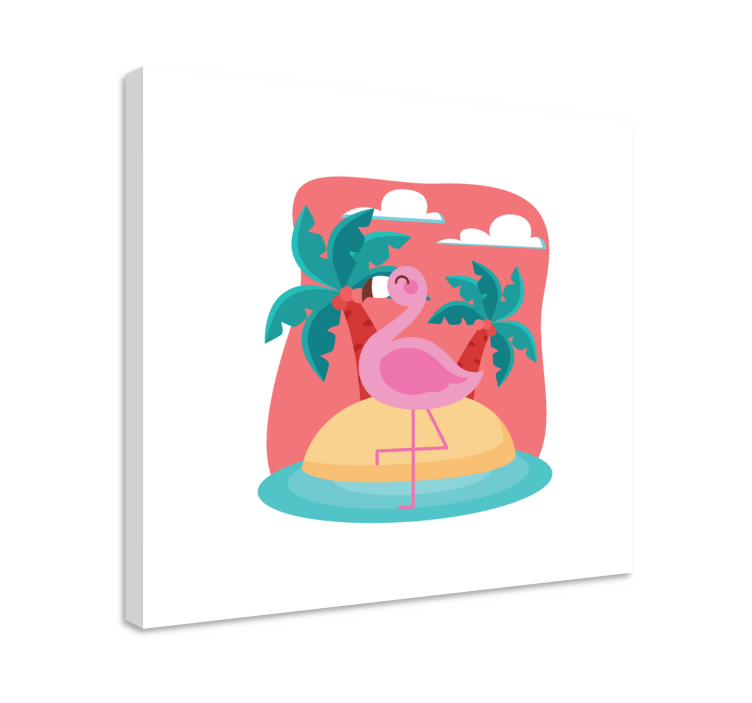 Wandbild tier flamingo auf der insel - TenStickers