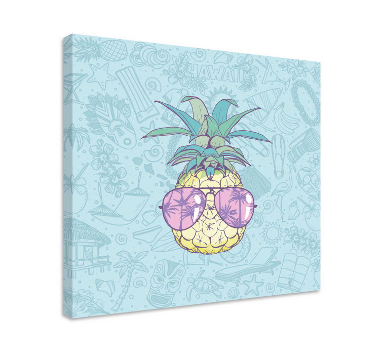 Leinwandbild obst ananas mit sonnenbrille - TenStickers