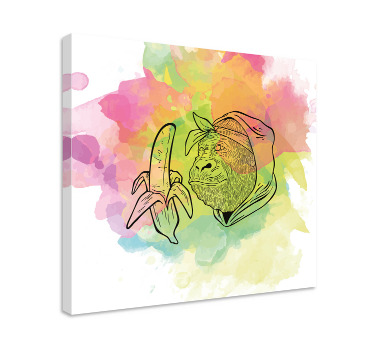 Leinwandbild gorilla mit banane - TenStickers
