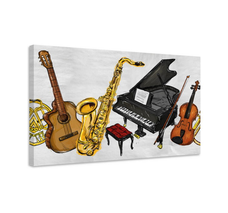 Wandbild Musik Musikinstrumente malen - TenStickers