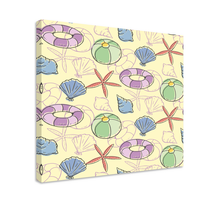 Leinwandbild meer muscheln und rettungsringe - TenStickers