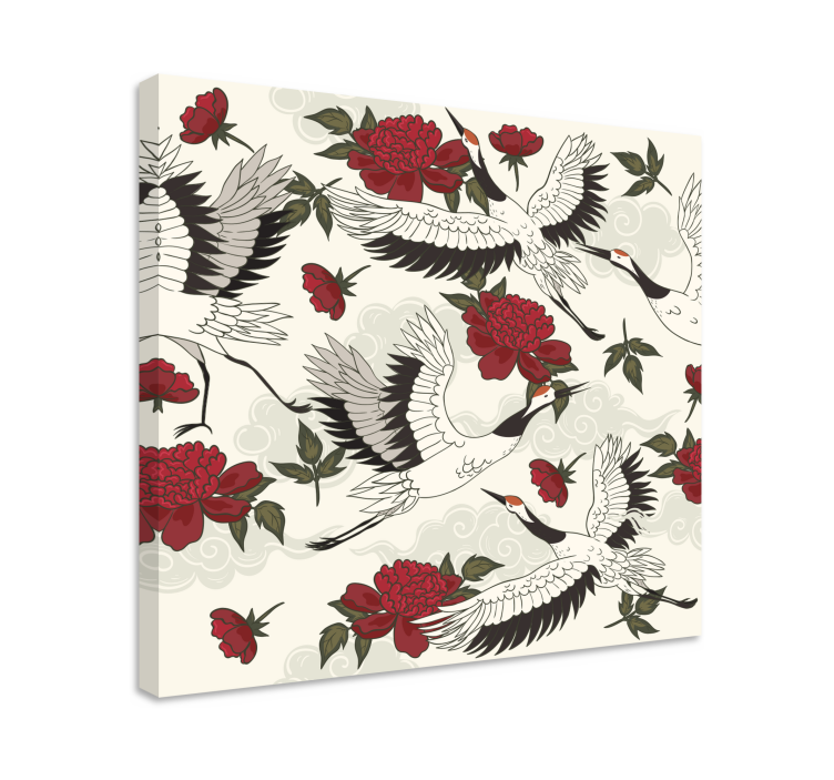 Mandala wandbilder mit kranichen und blumen - TenStickers