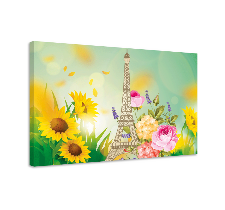Leinwandbild eiffelturm mit blumen - TenStickers