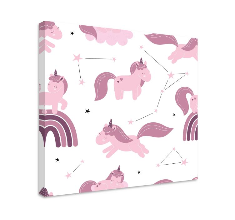 Einhorn Wandbild rosa motive mit sternen - TenStickers