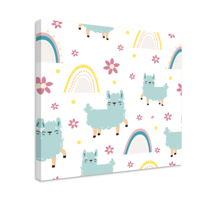 Wandbild tier lama und blumen - TenStickers