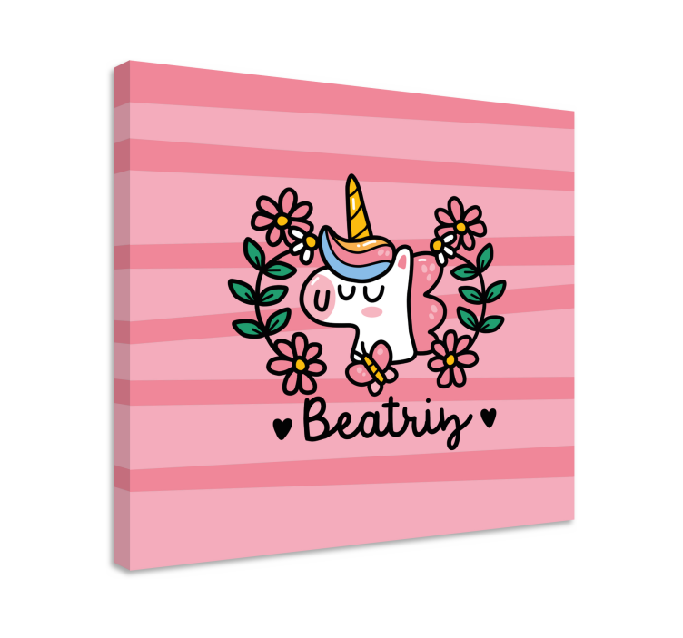 Einhorn wandbild mit süßem einhorn blumenmotiv - TenStickers