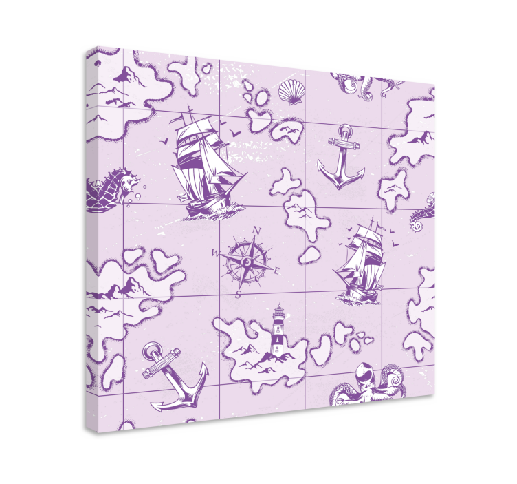 Leinwandbild meer mit vintage nautischem kompass - TenStickers