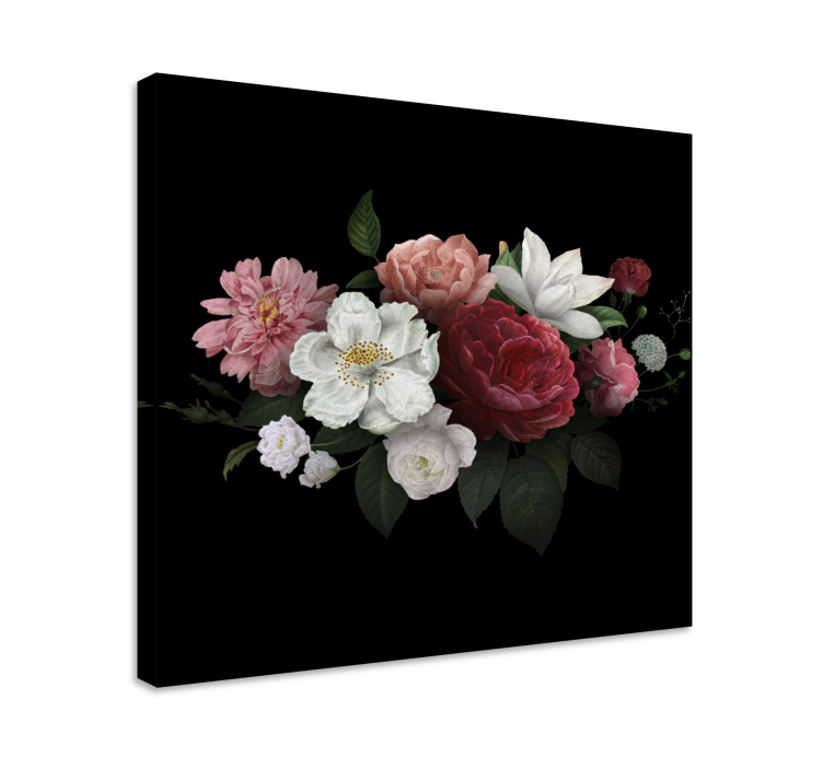 Leinwandbild Blume Vintage rosen auf schwarzem Hintergrund - TenStickers