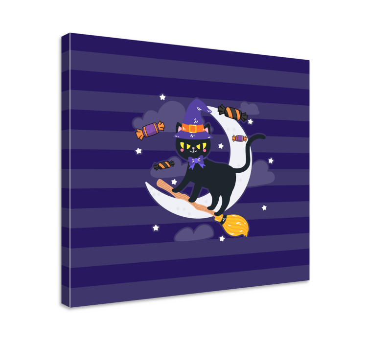 Wandbilder katzen hexe mit schwarzer katze - TenStickers