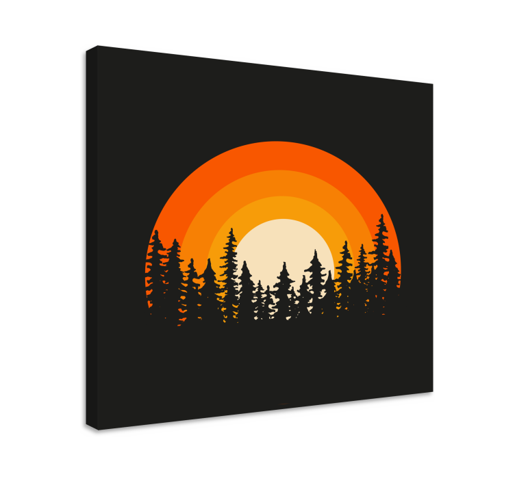 Wandbilder landschaft stilisierte sonnenuntergang silhouette - TenStickers