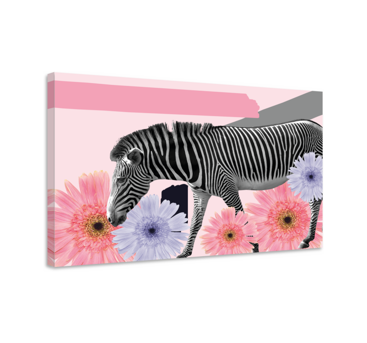 Wandbild tier zebra zwischen blüten - TenStickers