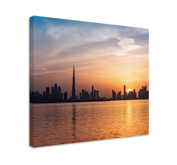 Leinwandbild dubai skyline bei sonnenuntergang - TenStickers