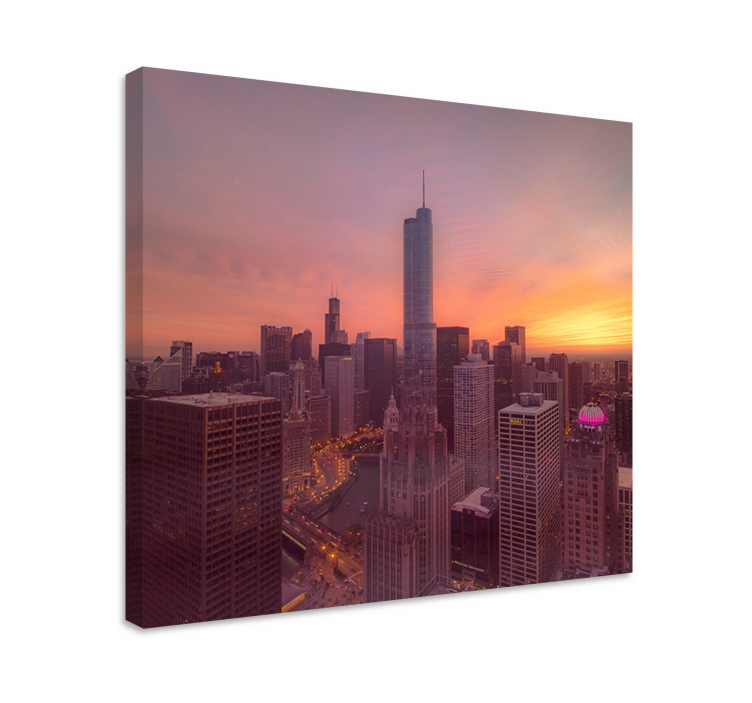 Leinwandbild chicago skyline sonnenuntergang - TenStickers