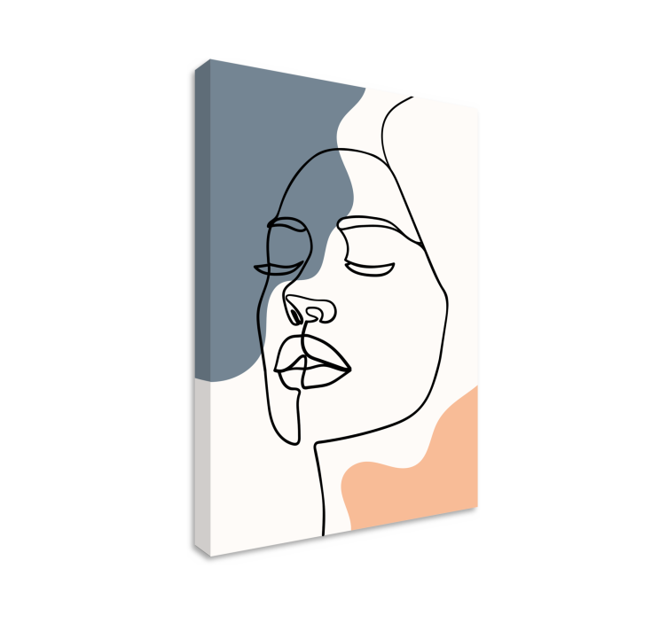 Wandbild Wohnzimmer lineares abstraktes Gesicht - TenStickers