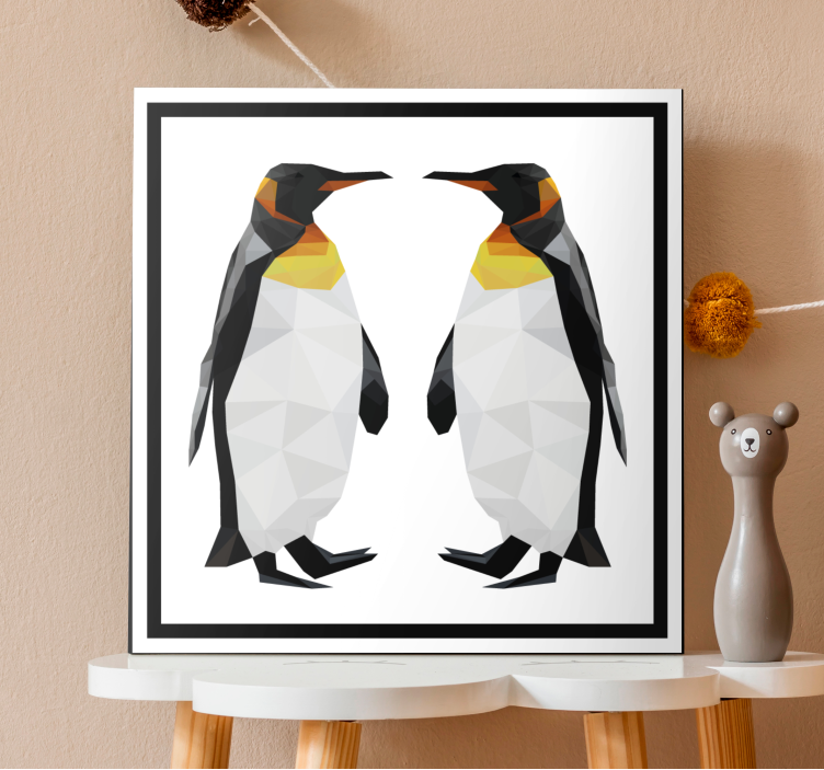 3d leinwandbild zwei geometrische pinguine - TenStickers