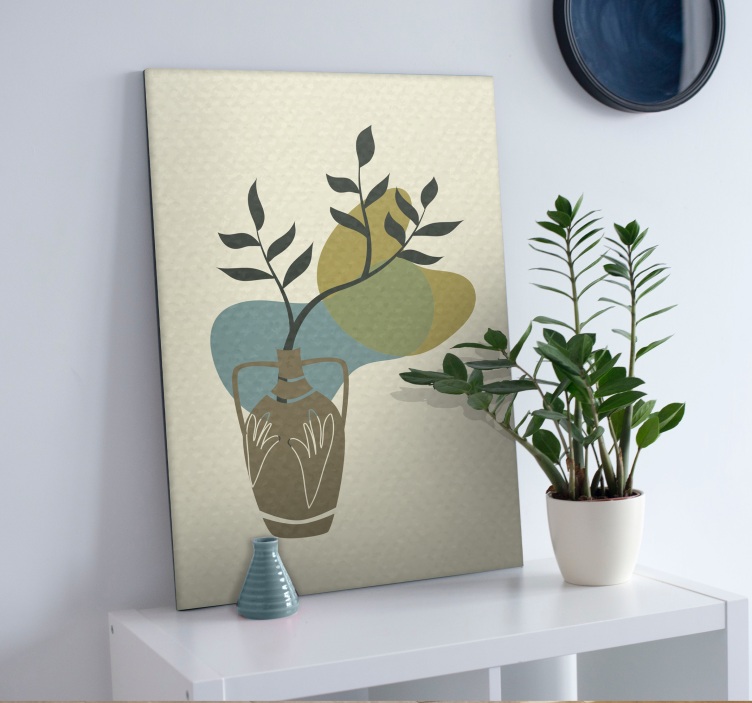 Leinwandbild vase mit laub - TenStickers