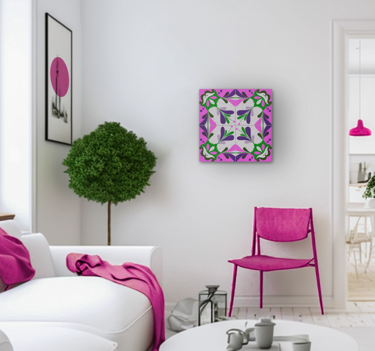 Wandbilder Vintage pink Hydraulischer Fliese - TenStickers