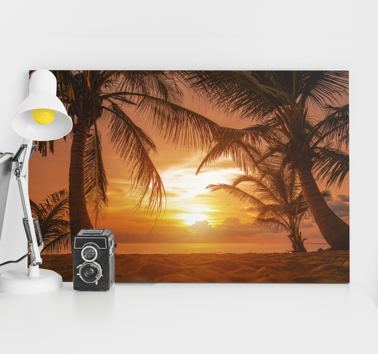 Leinwand über Bett Sonnenuntergang am strand - TenStickers