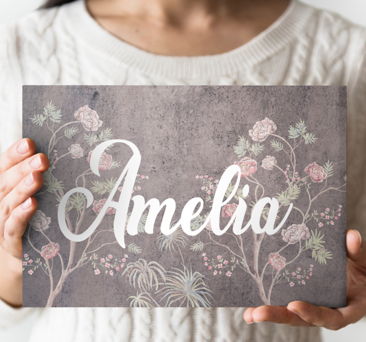 Leinwandbild Blume blumenmuster mit namen - TenStickers