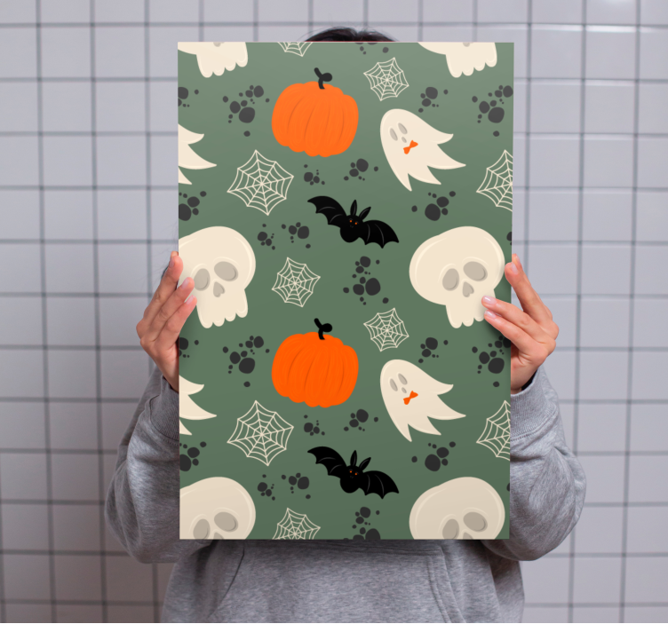 Dinosaurier wandbild mit halloween motiven - TenStickers