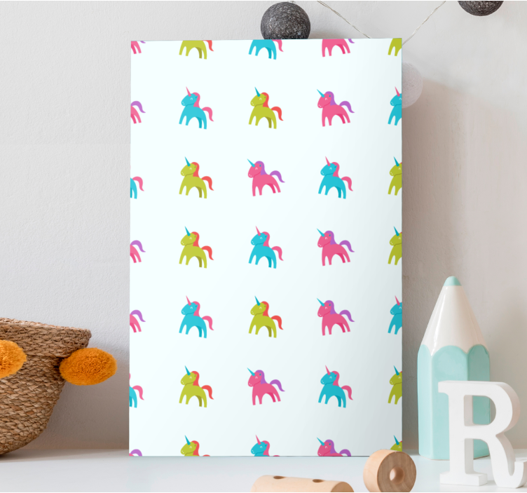 Einhorn wandbild buntes einhorn muster - TenStickers