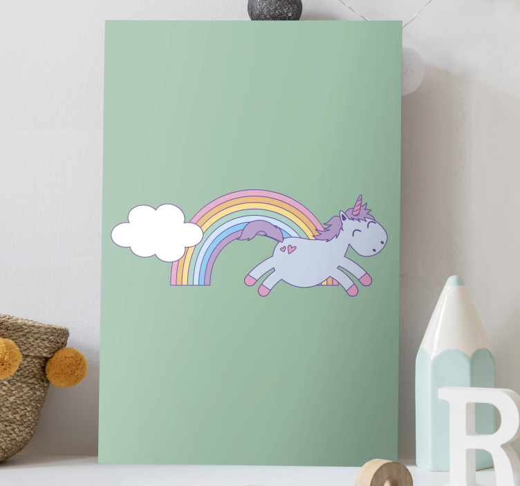 Einhorn wandbild fröhliches springendes einhorn - TenStickers