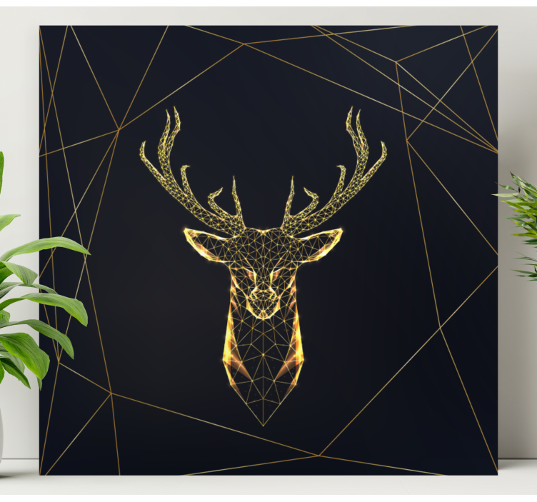 Leinwandbild skandinavisch Geometrischer hirsch mit gold - TenStickers