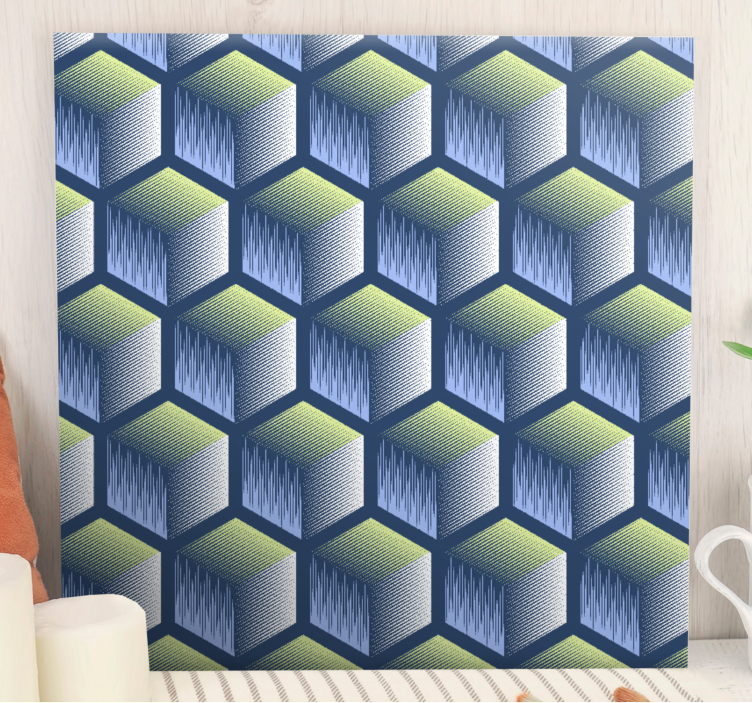 Geometrische wandbilder mit hexagonalem würfelmuster - TenStickers