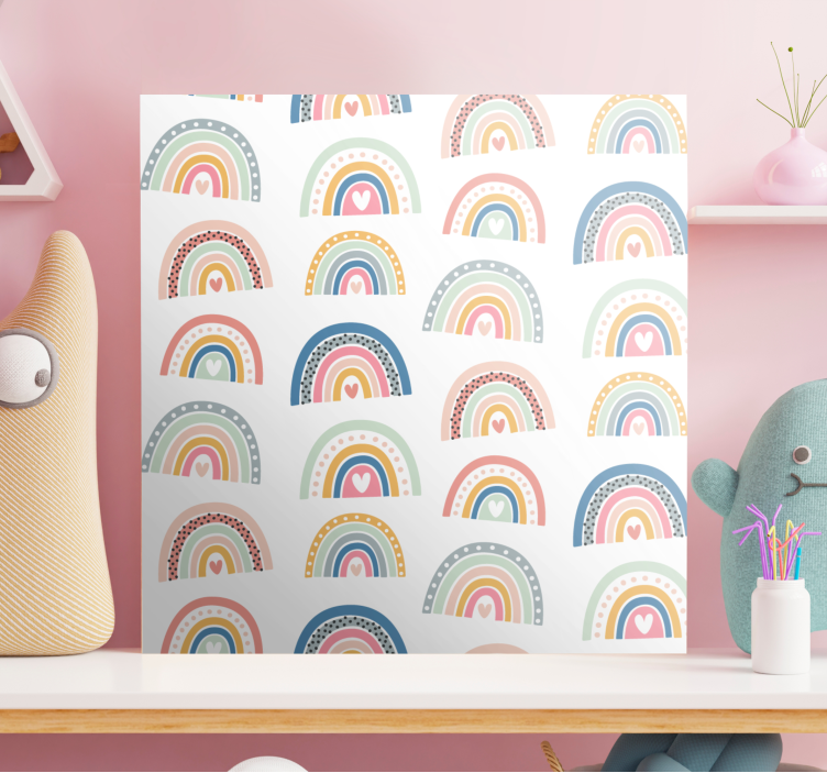 Leinwandbild Kinder Bunte minimalistische regenbögen - TenStickers