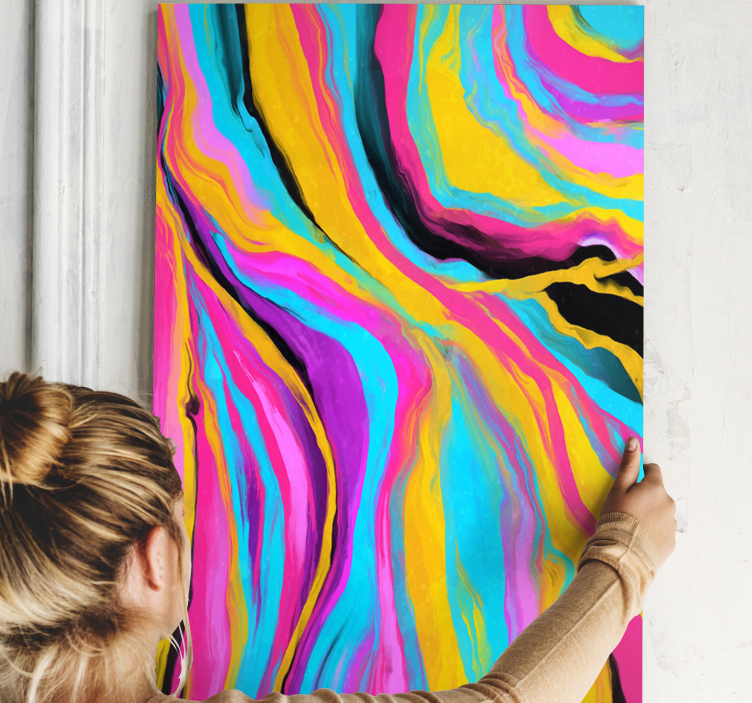 Leinwandbild abstrakt bunte fließende wellen - TenStickers