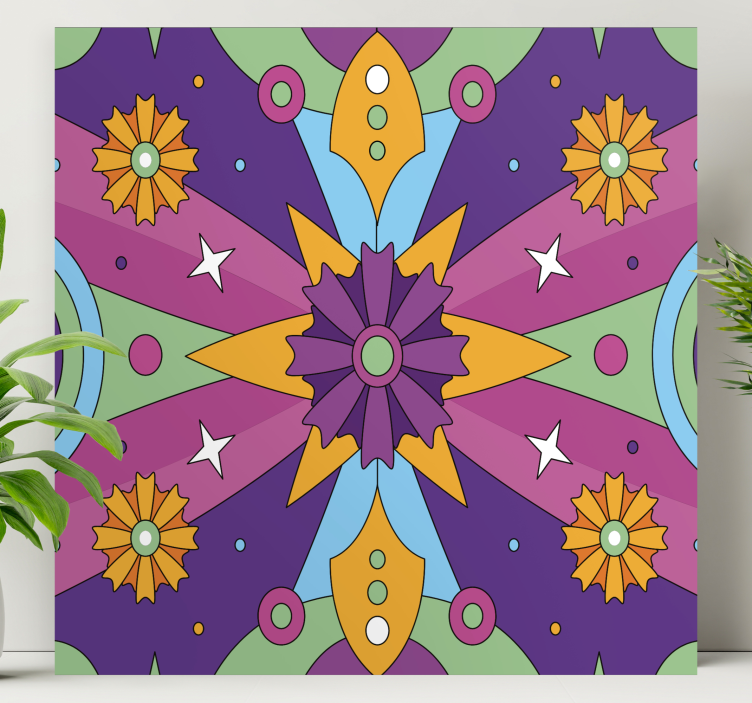 Leinwandbild abstrakt buntes geometrisches muster - TenStickers