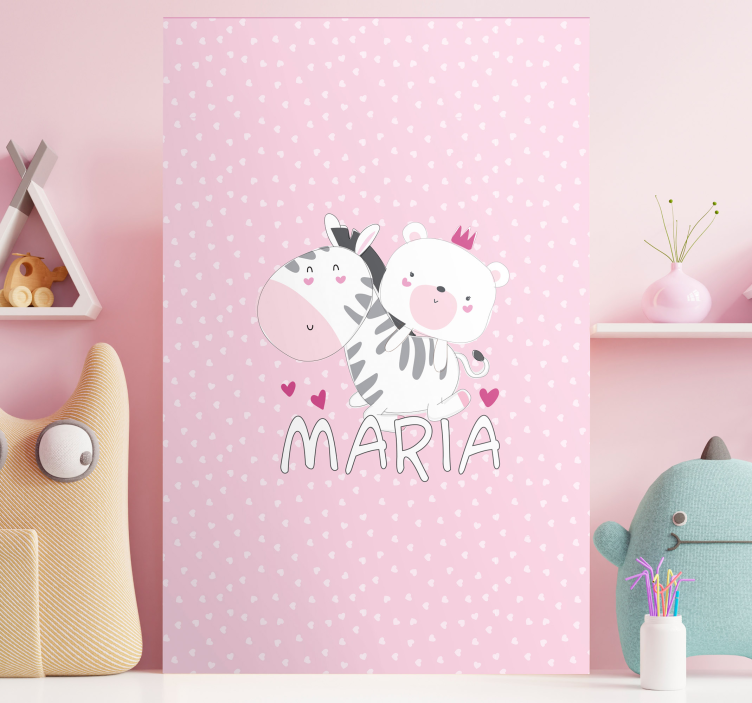 Leinwandbild babys mit süßen tierfreunden - TenStickers