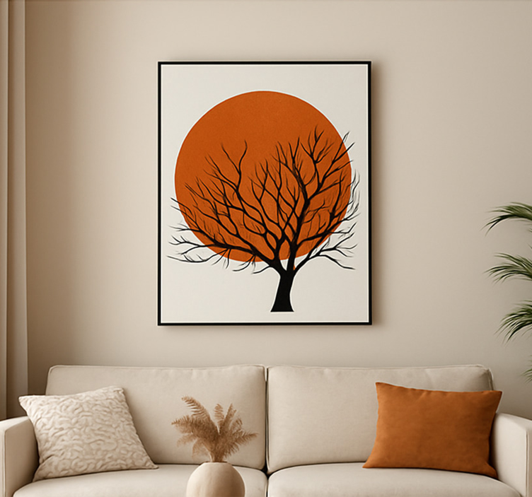 Wandbild Baum goldene sonnenuntergangssilhouette - TenStickers