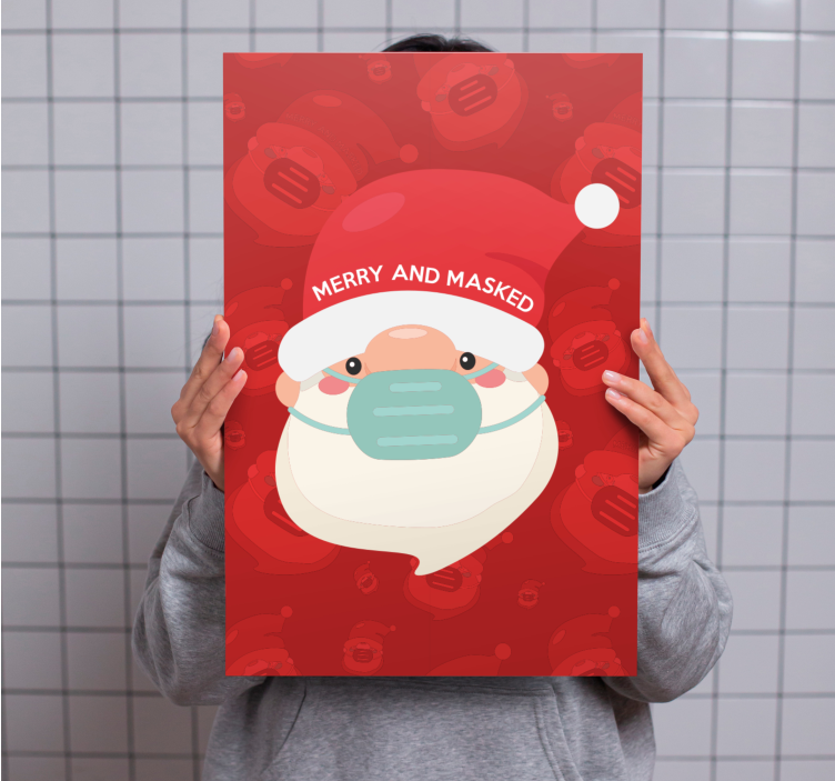 Leinwandbild fröhlicher santa mit maske - TenStickers