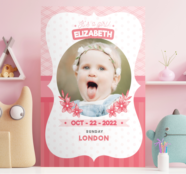 Leinwandbild Babys personalisierte rosa ankündigung - TenStickers