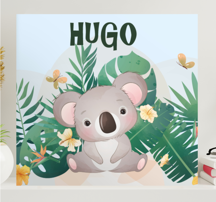 Leinwandbild Babys Süßer koala für jungen mit Namen - TenStickers