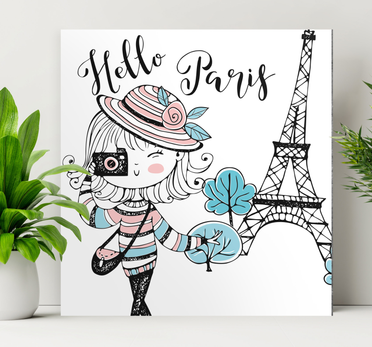 Leinwandbild hallo paris mädchen - TenStickers